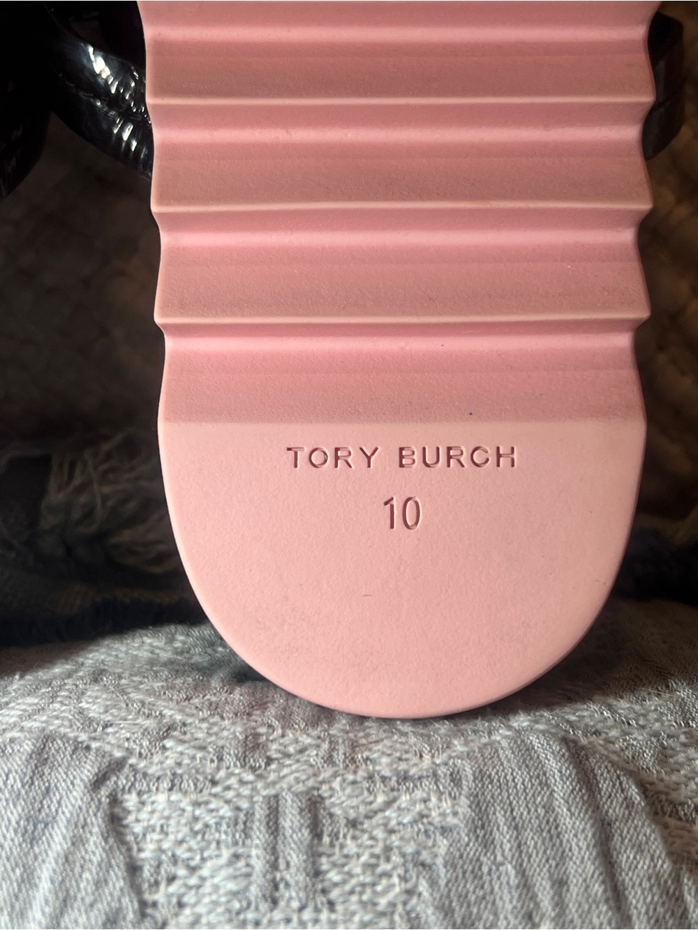 TORY BURCH Miller Cloud Lug Black Pink Leather Platform Sawtooth Sandals - Picture 4 of 16